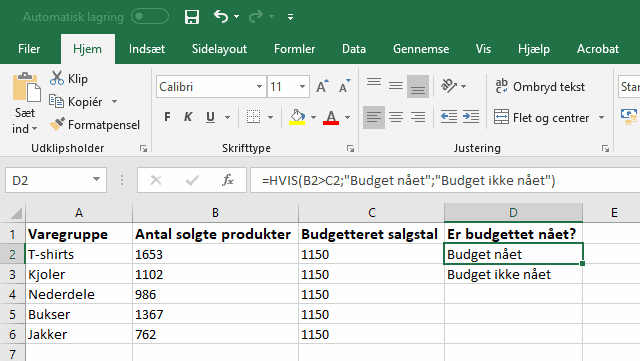 Excel HVIS-funktion
